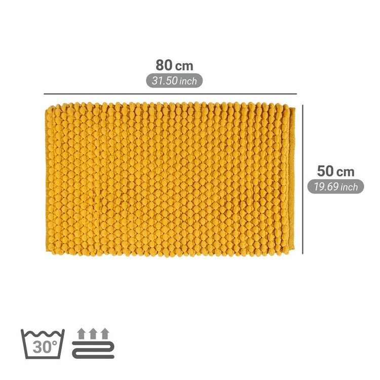Produktbild: Badteppich Mod. Solivo, senfgelb, Polyester/Baumwolle, 50x80 cm, rutschhemmend beschichtet,