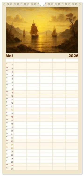 Produktbild: Familienplaner 2026 - Im Licht der Sehnsucht - Romantische Landschaften mit 5 Spalten (Wandkalender, 21 x 45 cm) CALVENDO