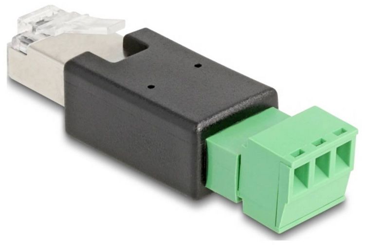 Produktbild: Delock Netzwerk Adapter [1x RJ45-Stecker - 1x Schraubklemmen] Schwarz-Gr&uuml;n