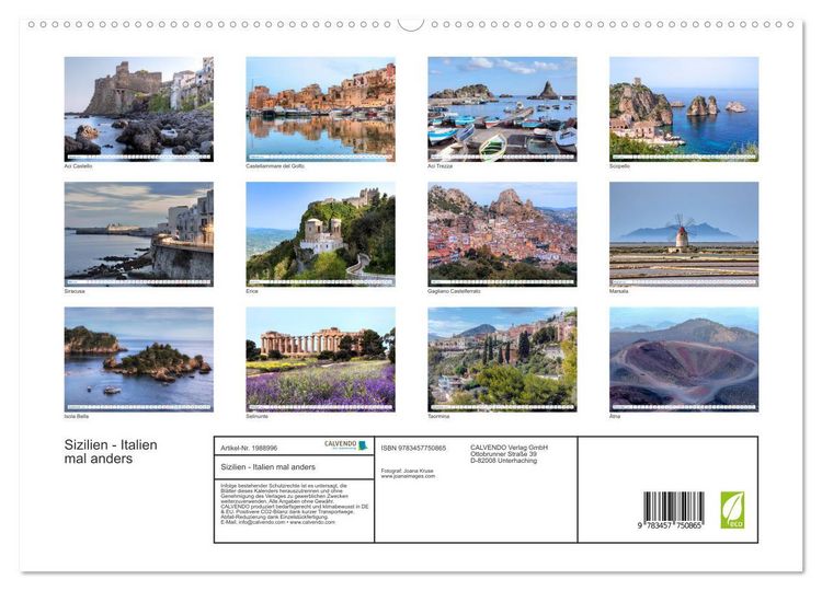 Produktbild: Sizilien - Italien mal anders (hochwertiger Premium Wandkalender 2026 DIN A2 quer), Kunstdruck in Hochglanz