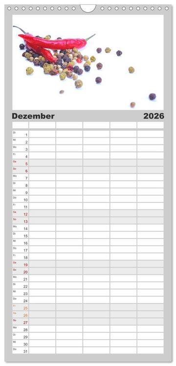 Produktbild: Familienplaner 2026 - Hot Chili K&uuml;chen Kalender mit 5 Spalten (Wandkalender, 21 x 45 cm) CALVENDO