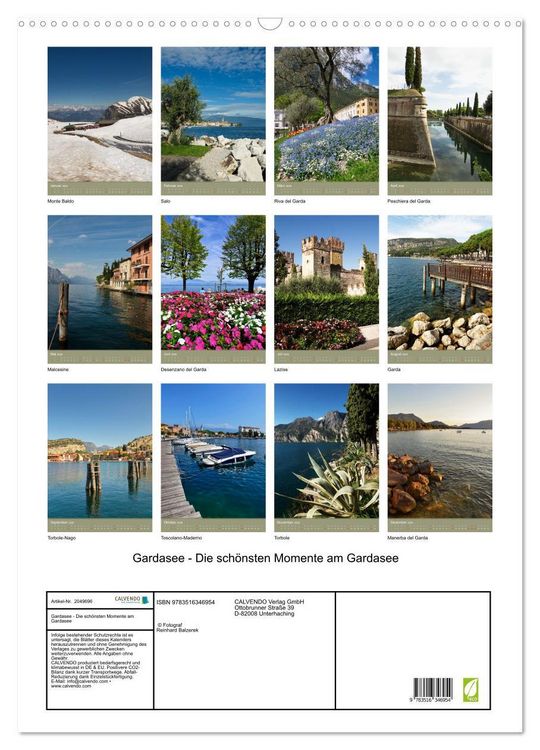Produktbild: Gardasee - Die sch&ouml;nsten Momente am Gardasee (Wandkalender 2026 DIN A2 hoch), CALVENDO Monatskalender