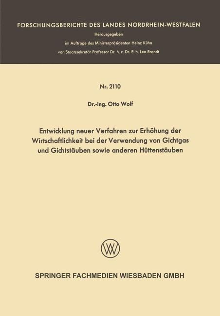 Produktbild: Entwicklung neuer Verfahren zur Erh&ouml;hung der Wirtschaftlichkeit bei der Verwendung von Gichtgas und Gichtst&auml;uben sowie anderen H&uuml;ttenst&auml;uben