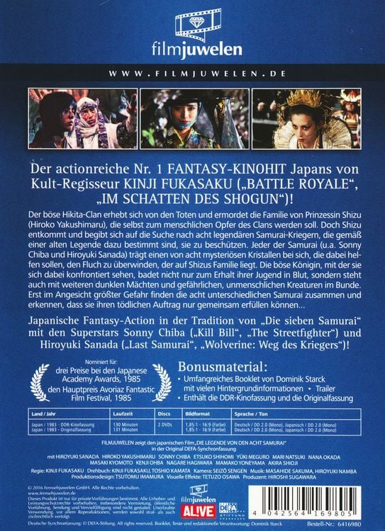 Produktbild: Die Legende von den acht Samurai - DDR Kinofassung + Extended Version [2DVDs]