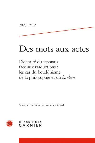Produktbild: Des mots aux actes no 12. L'identit&eacute; du japonais face aux traductions