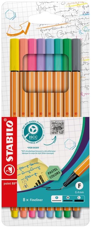 Produktbild: STABILO Fineliner -   point 88 - 8er Etui - Pastellfarben