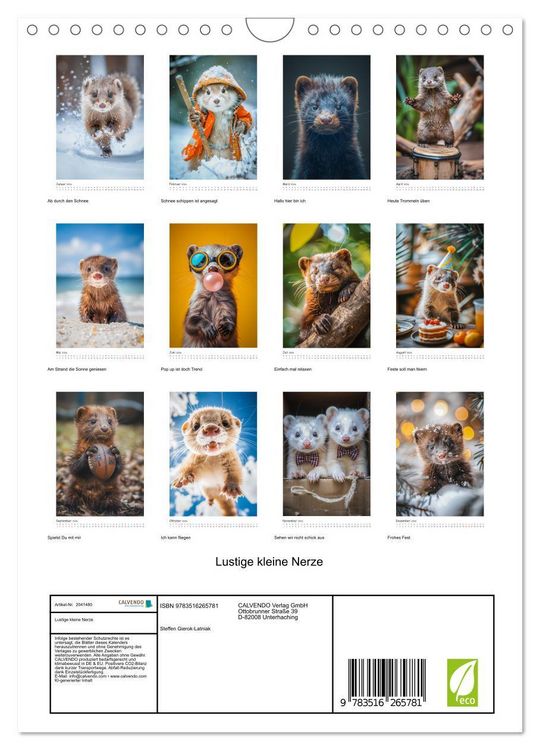 Produktbild: Lustige kleine Nerze (Wandkalender 2026 DIN A4 hoch), CALVENDO Monatskalender
