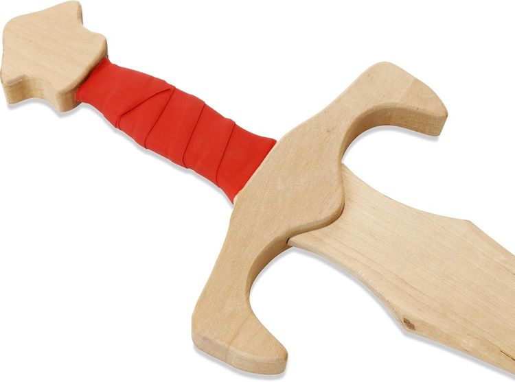 Produktbild: BestSaller 1104 - Langschwert Sigismund, Birke, 68cm, Holz-Schwert, Griff mit roter Kunstlederwickelung