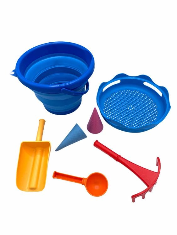 Produktbild: Schildkr&ouml;t Funsports - 7in1 Sand Toys Falteimer Set - blau