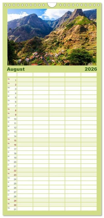 Produktbild: Familienplaner 2026 - Madeira - Eine Perle im Atlantischen Ozean mit 5 Spalten (Wandkalender, 21 x 45 cm) CALVENDO