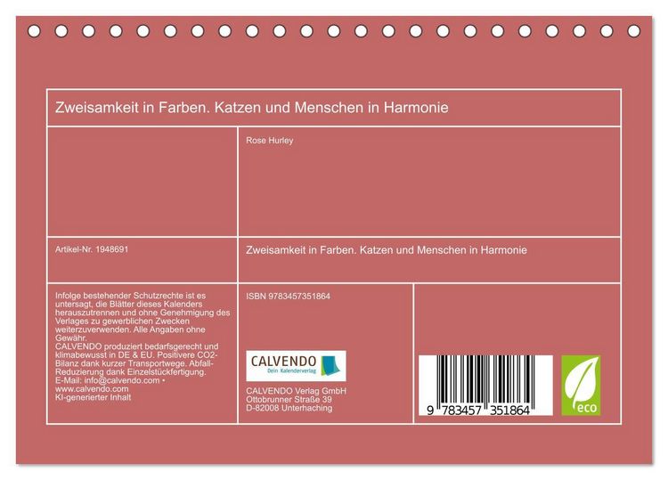 Produktbild: Zweisamkeit in Farben. Katzen und Menschen in Harmonie (Tischkalender 2026 DIN A5 quer), CALVENDO Monatskalender