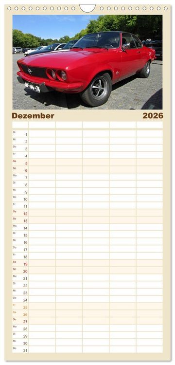 Produktbild: Familienplaner 2026 - Autos, die wir liebten mit 5 Spalten (Wandkalender, 21 x 45 cm) CALVENDO