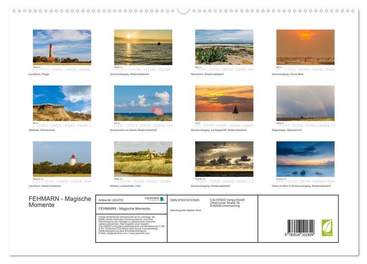 Produktbild: FEHMARN - Magische Momente (hochwertiger Premium Wandkalender 2026 DIN A2 quer), Kunstdruck in Hochglanz