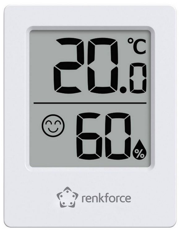 Produktbild: Renkforce RF-6417554 Funk-Thermo-/Hygrometer Wei&szlig; RF-6417554