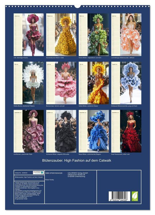 Produktbild: Bl&uuml;tenzauber. High Fashion auf dem Catwalk (hochwertiger Premium Wandkalender 2026 DIN A2 hoch), Kunstdruck in Hochglanz