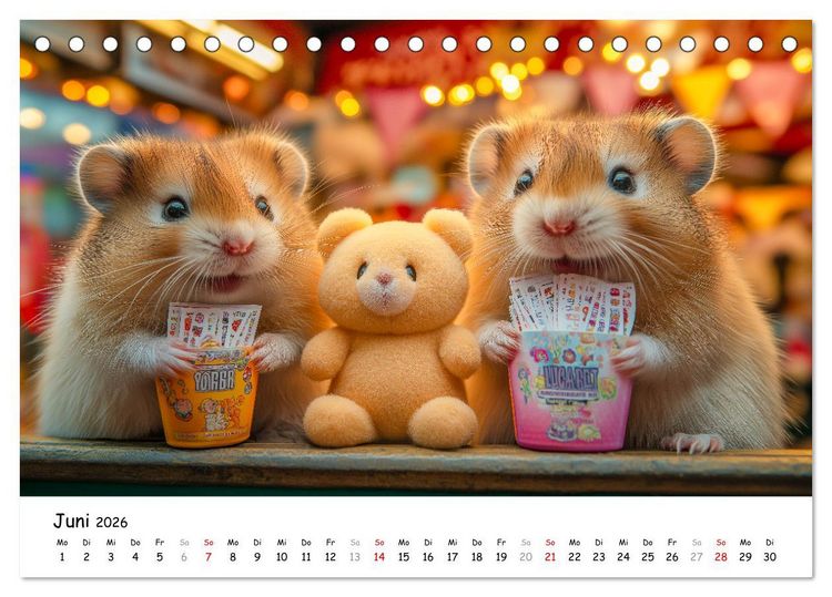 Produktbild: Hamster im Freizeitpark - Lustiger Kalender mit Jahrmarkt-Motiven (Tischkalender 2026 DIN A5 quer), CALVENDO Monatskalender