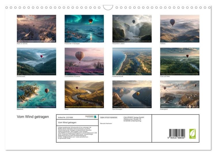 Produktbild: Vom Wind getragen (Wandkalender 2027 DIN A3 quer), CALVENDO Monatskalender