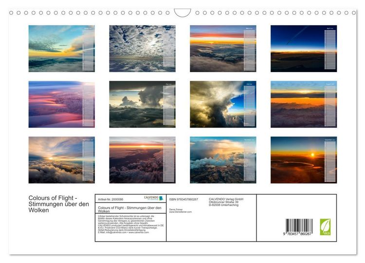 Produktbild: Colours of Flight - Stimmungen &uuml;ber den Wolken (Wandkalender 2026 DIN A3 quer), CALVENDO Monatskalender