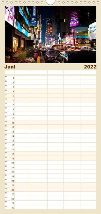 Produktbild: Familienplaner Ansichten einer Stadt: New York (Wandkalender 2022 , 21 cm x 45 cm, hoch)