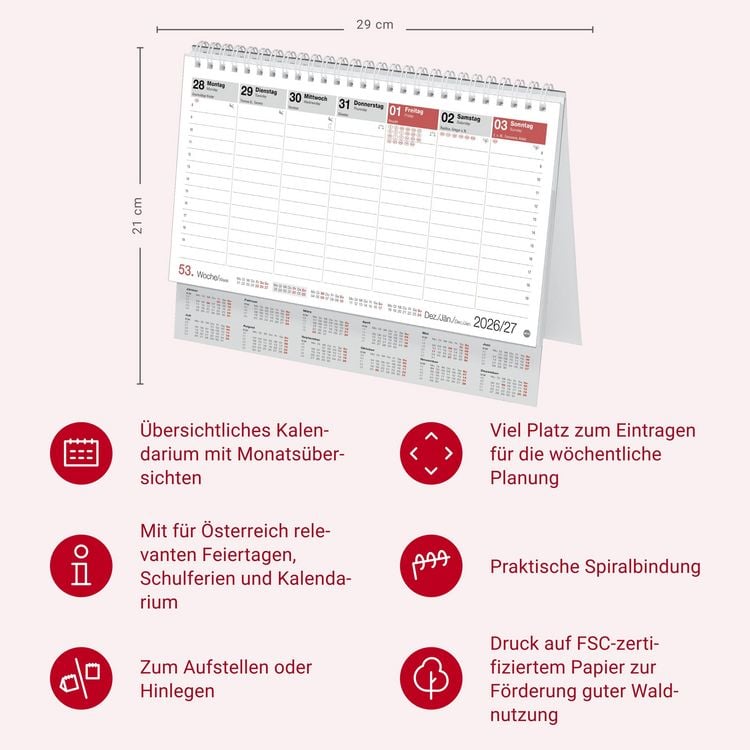 Produktbild: Schreibtischkalender &Ouml;sterreich gro&szlig; 2027