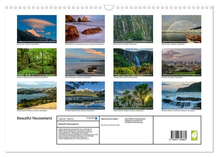 Produktbild: Beautiful Neuseeland (Wandkalender 2026 DIN A3 quer), CALVENDO Monatskalender