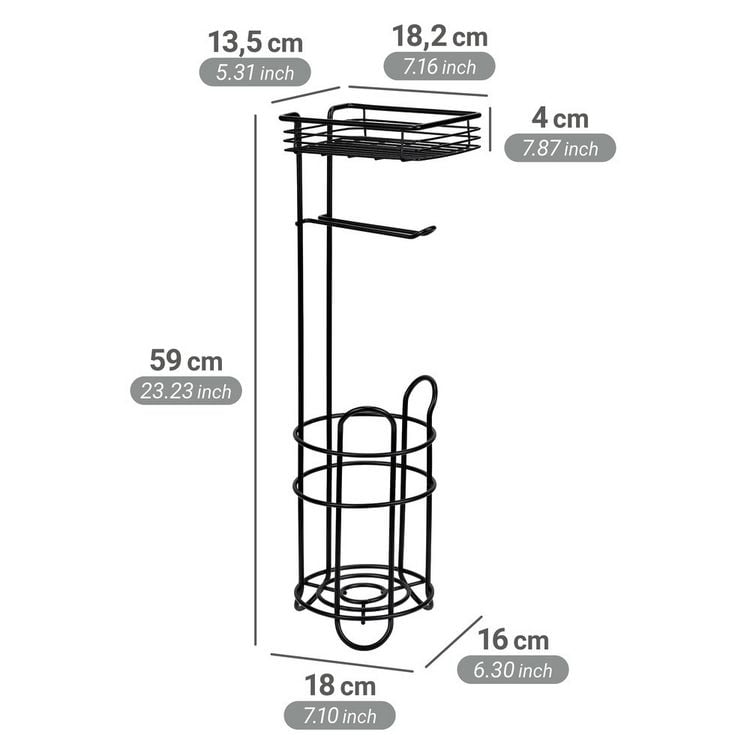 Produktbild: Toilettenpapierhalter mit Ersatzrollenhalter, Schwarz, mit Ablage