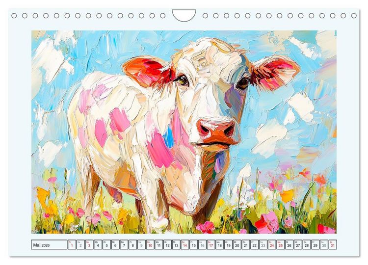 Produktbild: K&uuml;he im &Ouml;lgem&auml;lde-Stil. Ein Jahr mit lieblichen Tieren (Wandkalender 2026 DIN A4 quer), CALVENDO Monatskalender