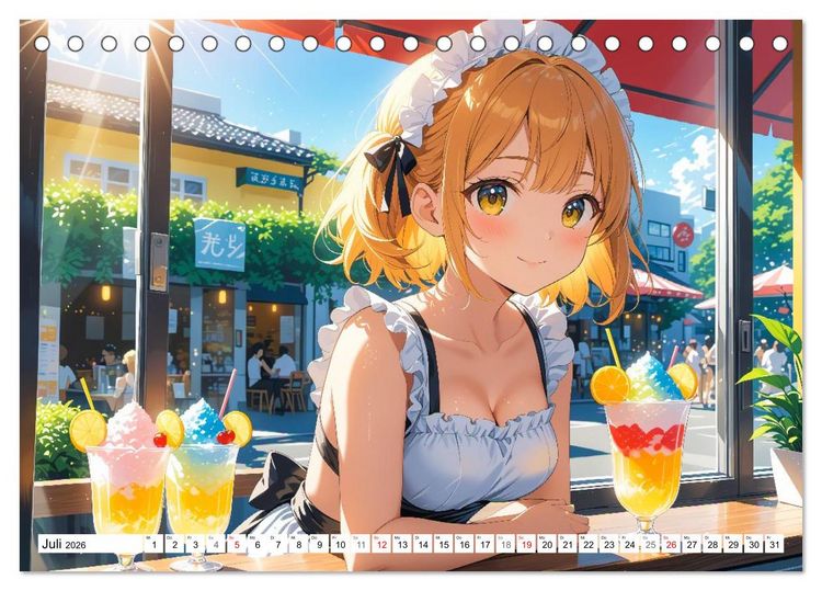 Produktbild: Manga Caf&eacute; Tr&auml;ume - Kawaii Anime-Kalender voller s&uuml;&szlig;er Momente (Tischkalender 2026 DIN A5 quer), CALVENDO Monatskalender