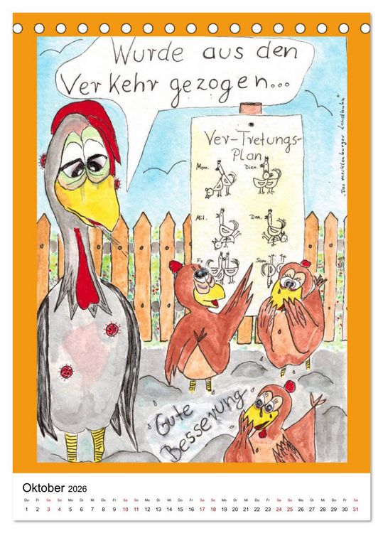 Produktbild: Das mecklenburger Landhuhn "Krisenh&uuml;hner" (Tischkalender 2026 DIN A5 hoch), CALVENDO Monatskalender