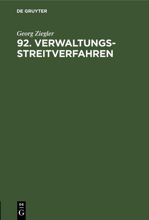 Produktbild: 92. Verwaltungsstreitverfahren