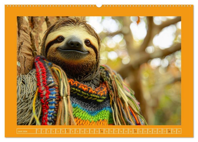 Produktbild: Supermodel Faultier. Professionelles Fotoshooting im Urwald (hochwertiger Premium Wandkalender 2026 DIN A2 quer), Kunstdruck in Hochglanz