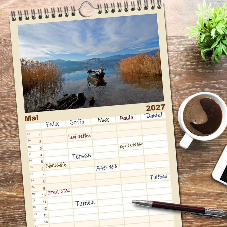 Produktbild: Familienplaner 2027 - Lago Maggiore mit 5 Spalten (Wandkalender, 21 x 45 cm) CALVENDO