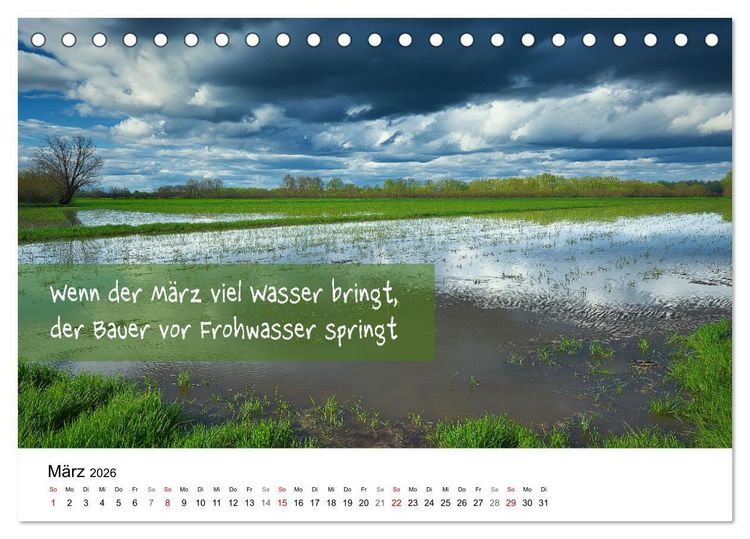 Produktbild: Bauernregeln Kalender - Rhythmus der Jahreszeiten (Tischkalender 2026 DIN A5 quer), CALVENDO Monatskalender