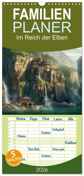 Produktbild: Familienplaner 2026 - Im Reich der Elben mit 5 Spalten (Wandkalender, 21 x 45 cm) CALVENDO