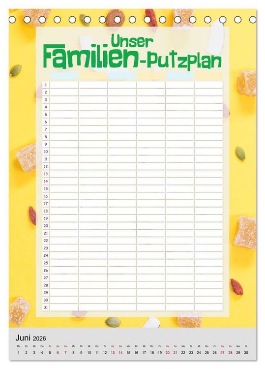 Produktbild: Unser Familien-Putzplan & Kalender 2026 (Tischkalender 2026 DIN A5 hoch), CALVENDO Monatskalender