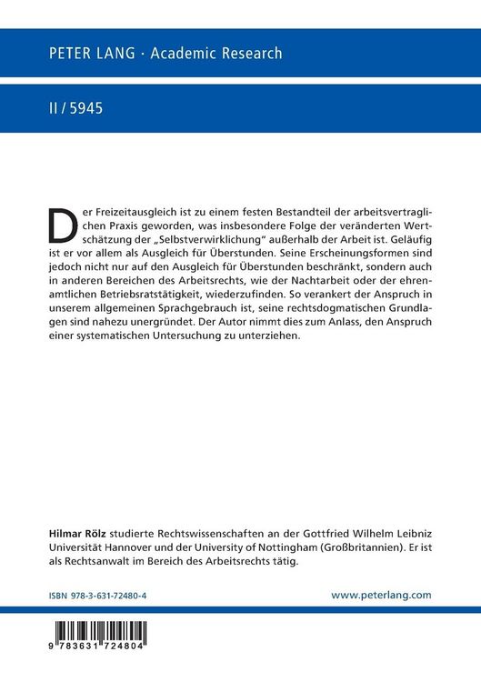 Produktbild: Der Anspruch auf Freizeitausgleich