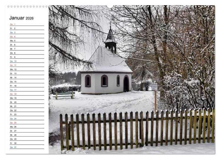 Produktbild: Sa(ar)krale Baukunst - Kapellen im Saarland (hochwertiger Premium Wandkalender 2026 DIN A2 quer), Kunstdruck in Hochglanz