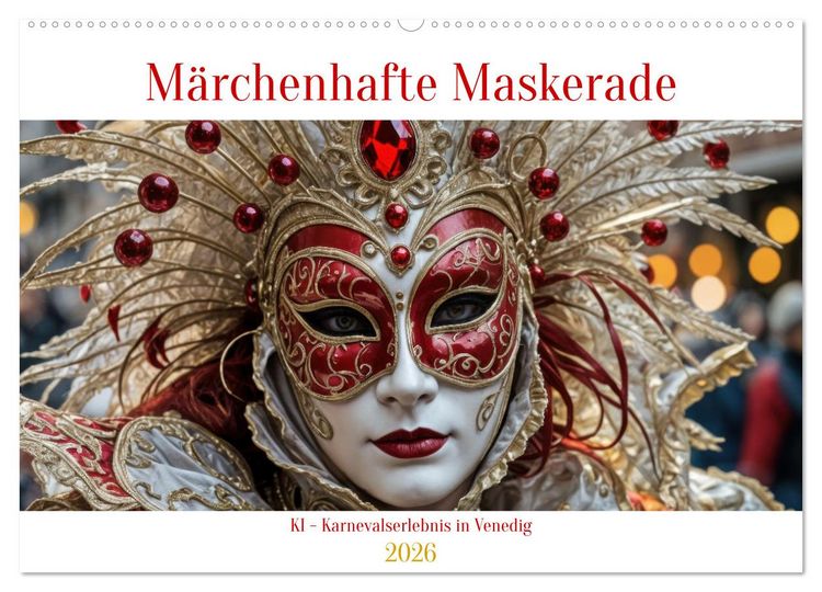 Produktbild: M&auml;rchenhafte Maskerade KI - Karnevalserlebnis in Venedig (Wandkalender 2026 DIN A2 quer), CALVENDO Monatskalender