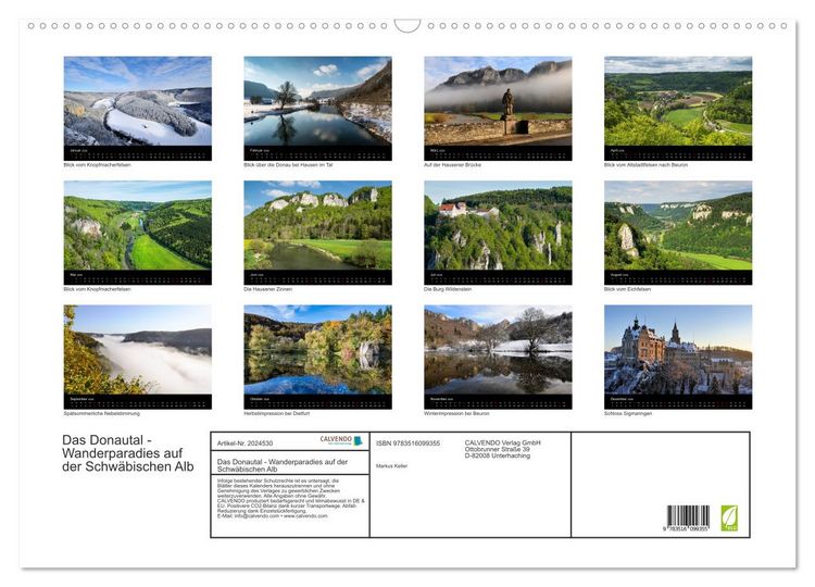 Produktbild: Das Donautal - Wanderparadies auf der Schw&auml;bischen Alb (Wandkalender 2026 DIN A2 quer), CALVENDO Monatskalender