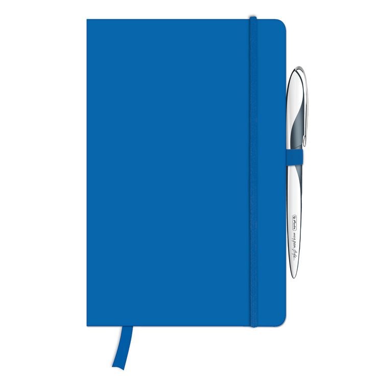 Produktbild: Herlitz Notizbuch Classic A5 96 Blatt kariert blue mit Leseband und Falttasche my.book