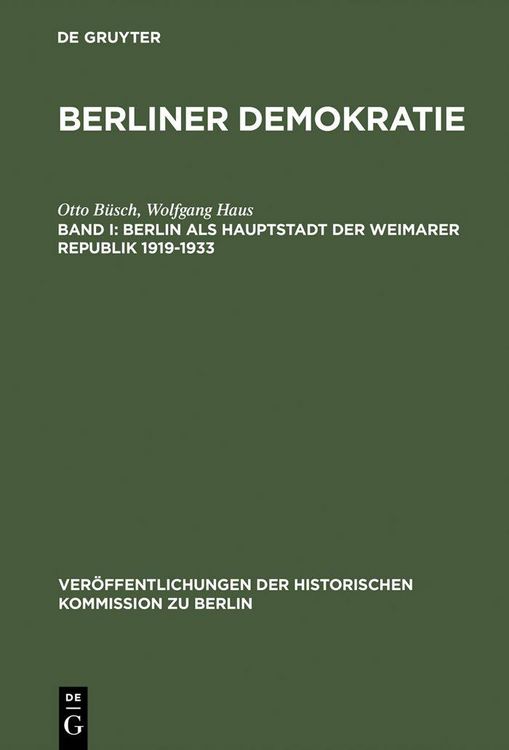 Produktbild: Berlin als Hauptstadt der Weimarer Republik 1919-1933