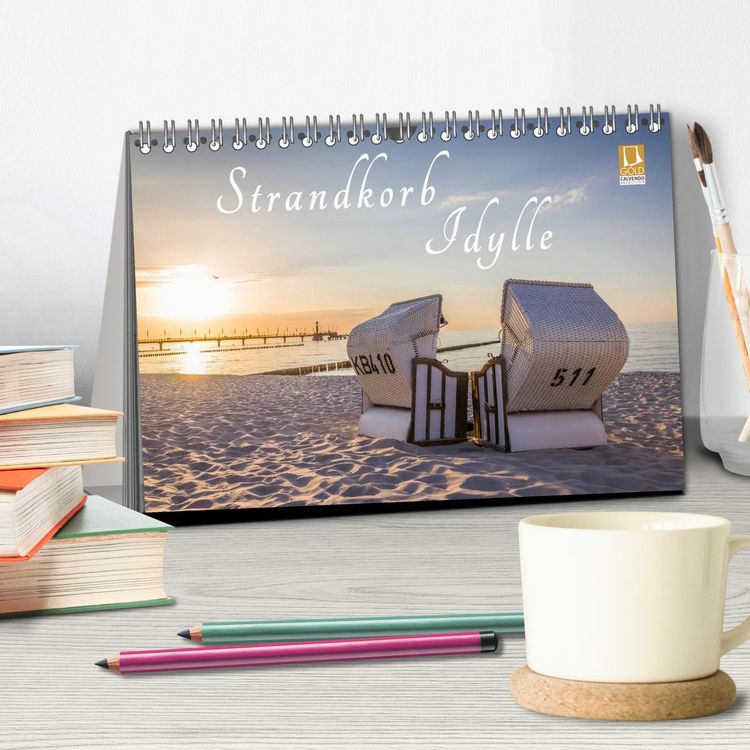 Produktbild: Strandkorb Idylle (Tischkalender 2026 DIN A5 quer), CALVENDO Monatskalender