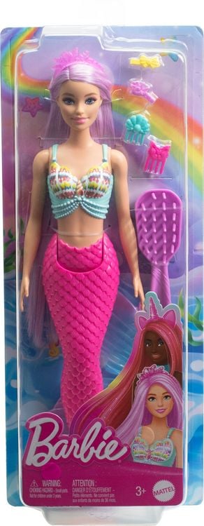 Produktbild: Barbie Meerjungfrauen-Puppe mit ca. 18 cm langen Fantasy-Haaren und Zubehör zum Stylen