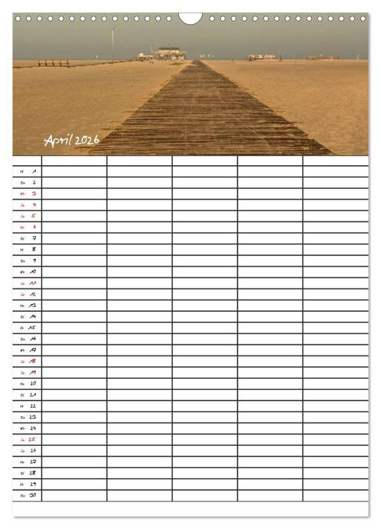 Produktbild: St. Peter Ording Familienplaner (Wandkalender 2026 DIN A3 hoch), CALVENDO Monatskalender