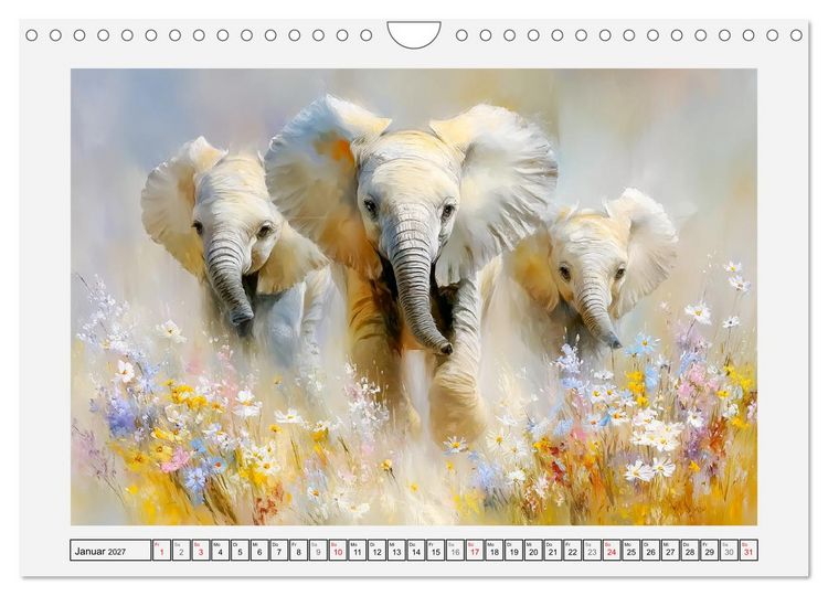 Produktbild: Elefanten. Graue Riesenbabys im Grasland (Wandkalender 2027 DIN A4 quer), CALVENDO Monatskalender