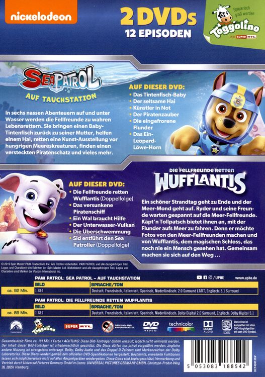 Produktbild: Paw Patrol - Sea Patrol & Paw Patrol - Die Fellfreunde retten Wufflantis [2 DVDs]