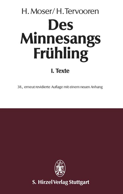 Produktbild: Des Minnesangs Fr&uuml;hlingBand I: Texte