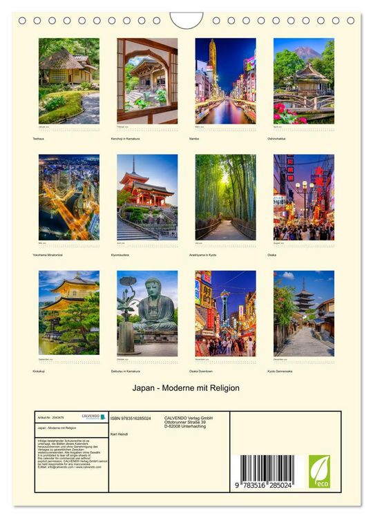 Produktbild: Japan - Moderne mit Religion (Wandkalender 2026 DIN A4 hoch), CALVENDO Monatskalender