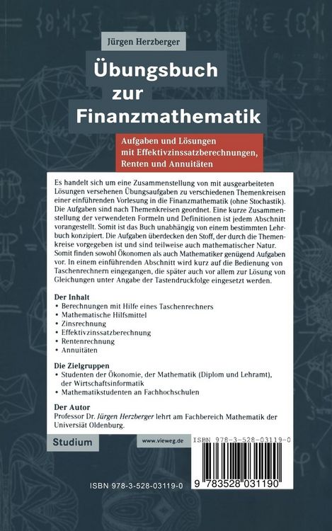 Produktbild: &Uuml;bungsbuch zur Finanzmathematik