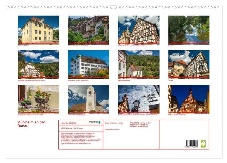 Produktbild: M&uuml;hlheim an der Donau (Wandkalender 2027 DIN A2 quer), CALVENDO Monatskalender